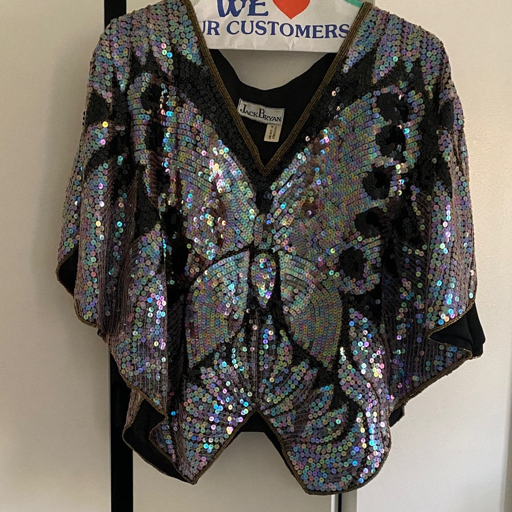 Sequin Butterfly Blouse - Multicolor by Jack Bryan